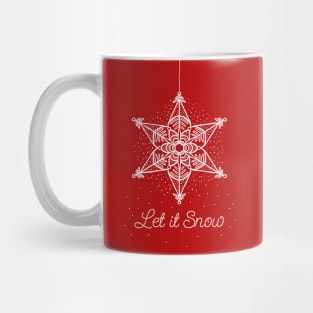 Let it Snow Christmas white snowflake illustration. Hand-drawn macrame snowflakes trendy illustration. Mug